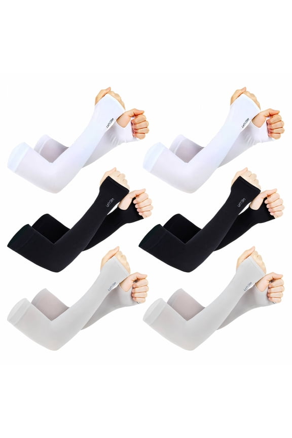 6Pairs Arm Sleeves,Wrinkle Resistant UPF50+ Nylon Mangas Para Brazos Para Mujer,Soft Skin 12.6" Arm Sleeves for Men,Multicolor1