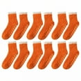 thumbnail image 1 of TELOLY 6Pairs Fuzzy Socks for Women,Non-Slip Slipper Socks for Women,Mid-Calf Long Socks for Women,Orange Red, 1 of 1