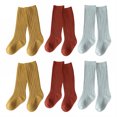 thumbnail image 1 of TELOLY 6Pairs Kids Socks,6-12 Months Girl Socks,Double-Needle Ribs Tube Socks,Combination1, 1 of 1