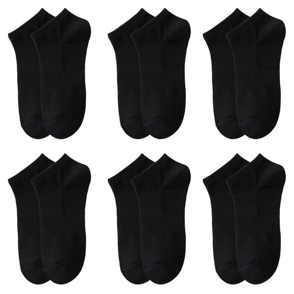TELOLY 6Pairs Mens Ankle Socks,Compact Design Black Socks for Men,Mesh Pattern Moisture Wicking Mens Ankle Socks Size 9-11,Black