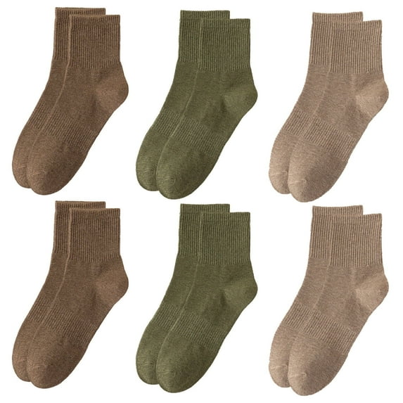 OQRKI 6 Pairs Mens Crew Socks - 100% Cotton Mid Crew Socks Anti-Pilling