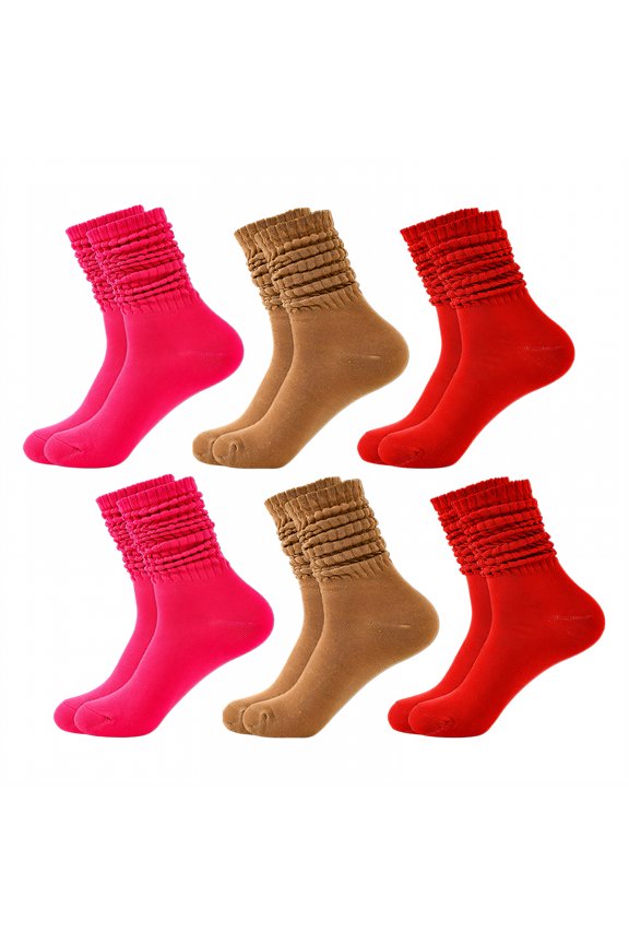 6Pairs Slouchy Socks for Women,Sweat-Absorbing, Anti-Friction Boot Socks for Women,Sports Socks Scrunch Socks Women,Combination4