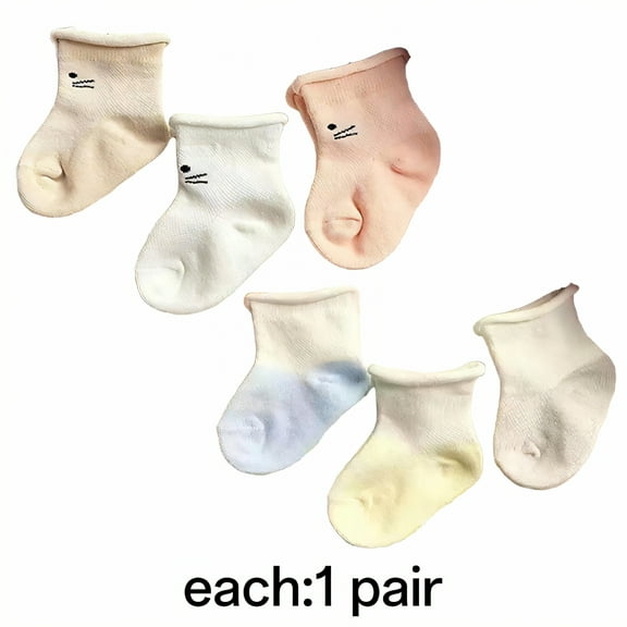 TELOLY 6Pairs Toddler Socks,Cotton Socks for 0-5 Months Baby Girl Socks,Mesh Helps Quick Vent Kids Socks,Colormixing1