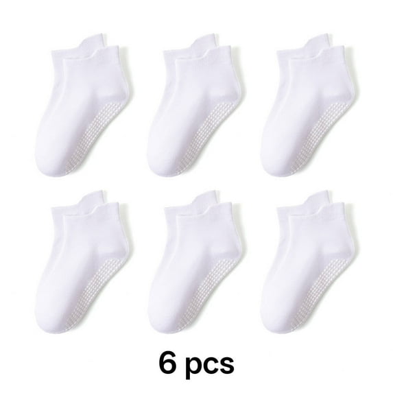 TELOLY 6Pcs 3T Socks Comfortable Fabric Toddler Crew Socks Non-Slip Toddler Socks 2T-3T Style1