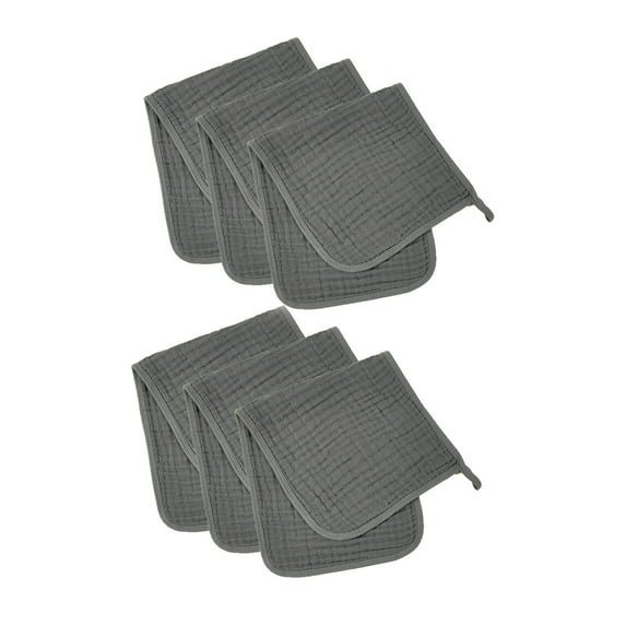 TELOLY 6Pcs Baby Burp Cloths,Multipurpose Burp Cloths,Breathable Cotton Burping Cloths for Babies,Grey