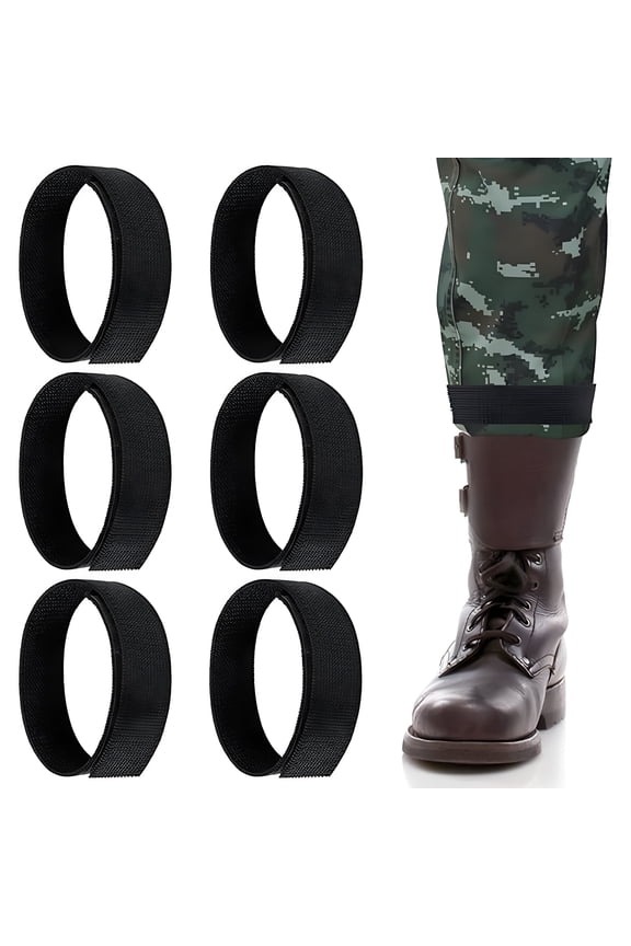 6Pcs Black Boot Blousers Elastic Adjustable Pants Leg Ankle Strap Men Women Outdoor Hunting Gardening Hiking Cycling Fishing Boot Blousing Band