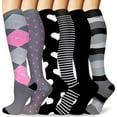 thumbnail image 1 of TELOLY 6Pcs Compression Socks,High Elasticity Sports Socks for Improved Circulation,Breathable Long Compression Stockings for Fitness,and Daily Wear, 1 of 4