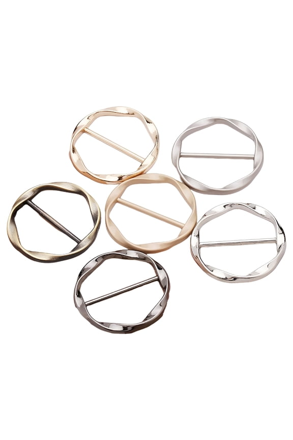 6Pcs Scarf Ring Clip T Shirt Tie Clips for Women Metal Tshirt Waist Tightener Buckle Clothing Accessories
