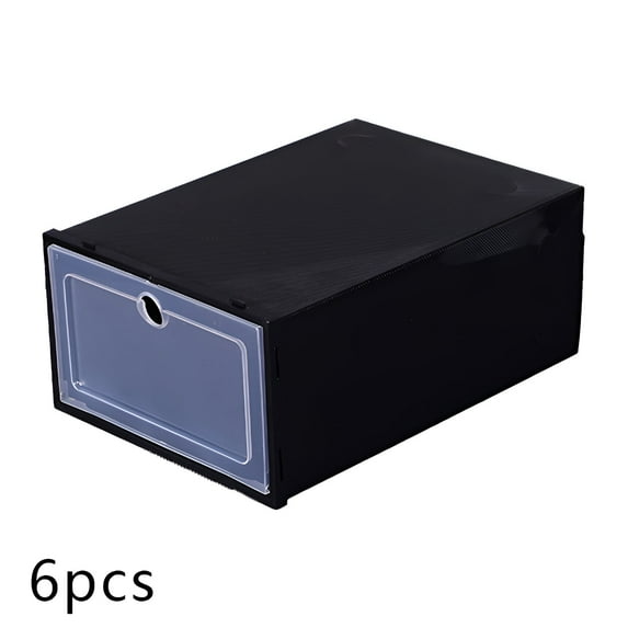 TELOLY 6Pcs Shoe Boxes,Plastics Clear Shoe Boxes Stackable,Simplicity Shoes Storage,13"X9"X5"