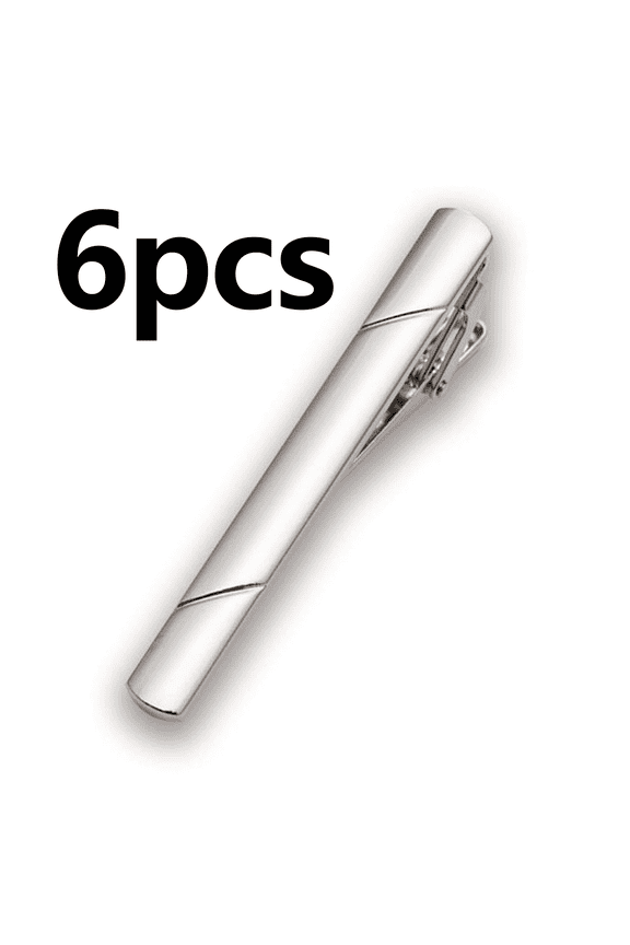 6Pcs Tie Clips for Men Zipper Convenience Tie Bar Great for Formal Occasions Tie Clip Silvery