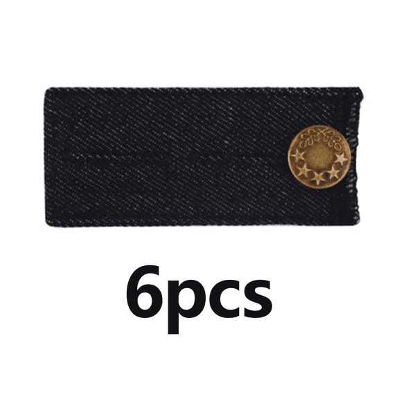 TELOLY 6Pcs Waistband Extenders,Invisible Denim Pant Extenders,One-Second On-Off Button Fabric Waist Extenders,Black