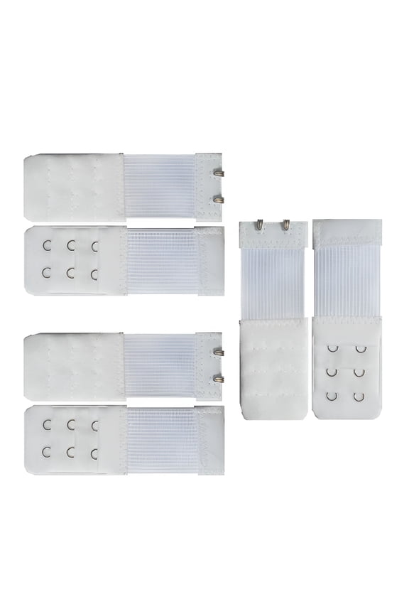 6Pcs Women Comfortable Bra Extenders Elastic Extension Bra Lengthened Strap (2 Hooks, White)