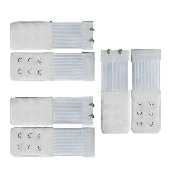 TELOLY 6Pcs Women Comfortable Bra Extenders Elastic Extension Bra Lengthened Strap (2 Hooks, White)