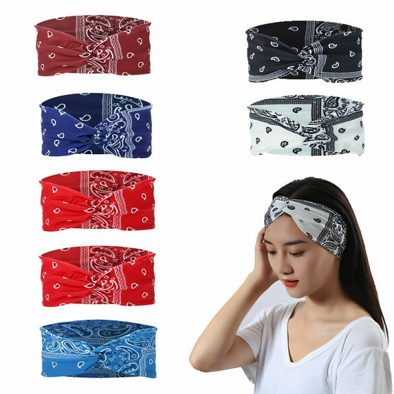 TELOLY 7Pcs Headbands for Women,Lacquer Cotton Hair Accessories,Flower Headband,Mixing2