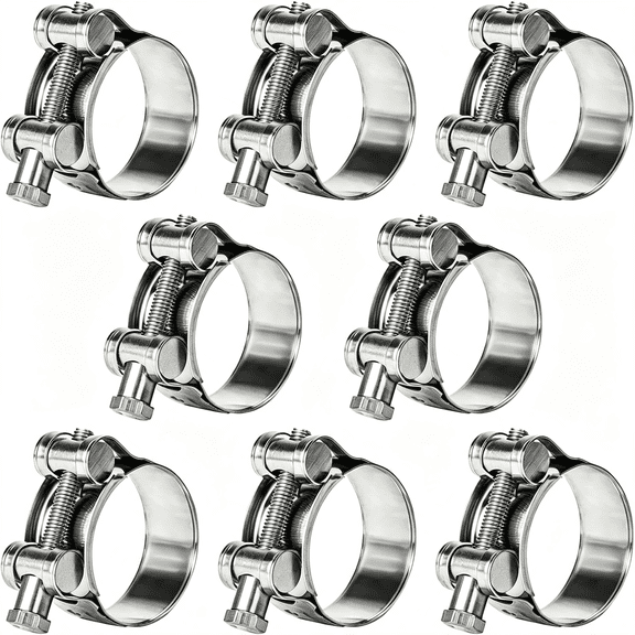 TELOLY 8 Pack T-Bolt Hose Clamps 304 Stainless Steel 23-25Mm Heavy Duty Adjustable Clamp for Automotive,Plumbing,Industrial Pipes,Hoses - Corrosion Resistant,Secure Seal