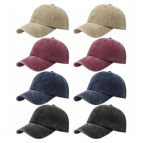 TELOLY 8 Pack Vintage Washed Baseball Cap Golf Dad Hat Distressed Cotton Plain Trucker Hats for Men Women Stylish Dad Hats for Men