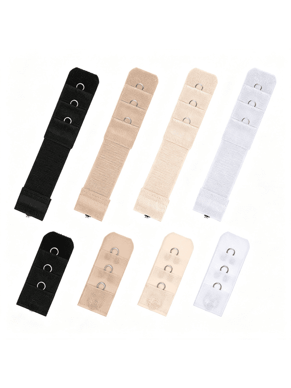 8 Pack WomenS Bra Extenders,Soft Stretchy Back Bra Extension Strap | Flexible Bra Extender Strap,1 Hook 3 Rows Elastic Bra Extension Strap for Women