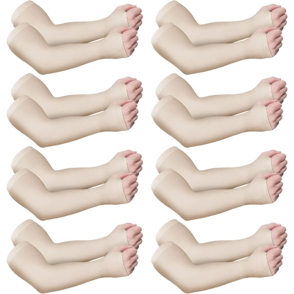 TELOLY 8 Pairs Elderly Skin Protector Sleeves Thin Skin Arm Sleeve Bruise Protective from Abrasions Tear Sun Exposure Compression Bruising Arm Protection Sleeve for Men Women