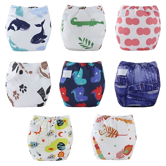 TELOLY 8 Sizes Baby Infant Reusable Breathable Washable Cloth Diaper Kids Cartoon Nappy Cover Diapers Cloth Diapers for Babies