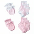 thumbnail image 1 of TELOLY 8Pairs Kids Socks,Breathable & Sweat-Wicking Girl Socks,Striped Pattern Baby Boy Socks 0-6 Months,Pink1, 1 of 1