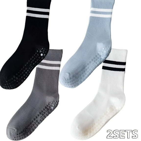 TELOLY 8Pairs Pilates Socks,Arch Support Stretch Grip Socks,Shock Absorption Stability Yoga Socks,Multicolor1