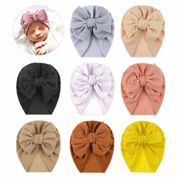 TELOLY 8Pcs Baby Hats,Soft Knit Newborn Hats,Cozy Gentle Touch Baby Beanies 6-12 Months,Multicolor2