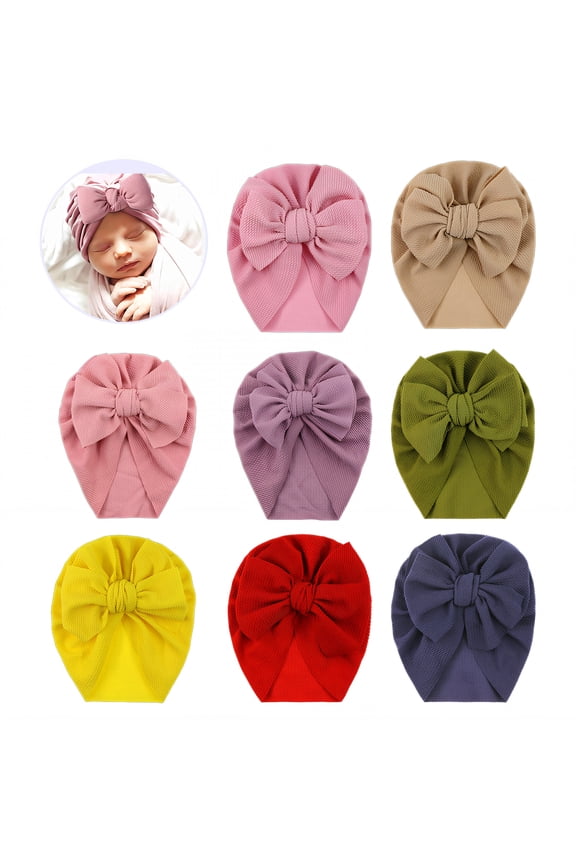 8Pcs Baby Hats,Stretchy Fabric Baby Hat,Comfortable Snug Feel Baby Beanies 6-12 Months,Multicolor2