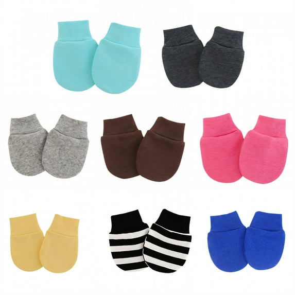 TELOLY 8 Pairs Baby Mittens,Cotton Mittens for Newborn Baby Girls,Newborn Mittens for 0-1 Years