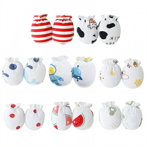 TELOLY 8 Pairs Baby Mittens,Cotton Mittens for Newborn Baby Boy,No Scratch Baby Mittens 0-6 Months