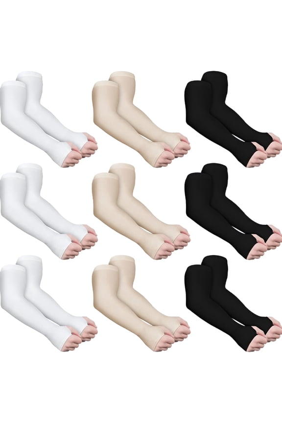 9 Pairs Elder Skin Protector Sleeves Thin Skin Arm Sleeve Bruise Protective from Abrasions Tear Sun Exposure Compression Bruising Arm Protection Sleeve for Men Women