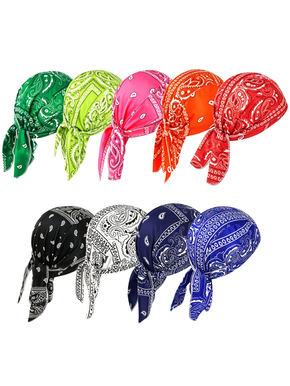 9 Pcs Do Rags Skull Cap Men Women Helmet Liner Head Bandana Motorcycle Durags Caps Cycling Beanie Sports Accessories Cooling Rags