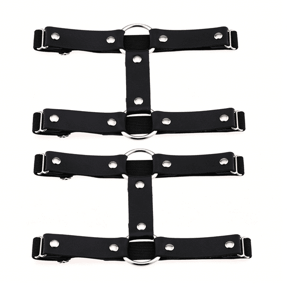 TELOLY Adjustable 2 Rows Leather Leg Harness Garter Belt Punk Gothic Thigh Ring Garter