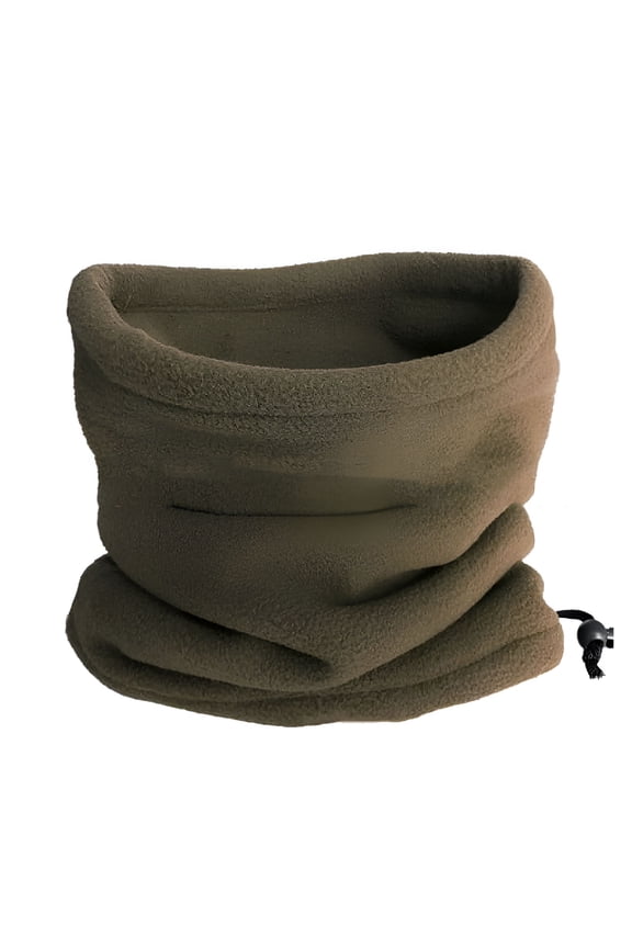 Adjustable Drawstring Soft Cozy Fleece Face Mask,Olive Green Neck Gaiter
