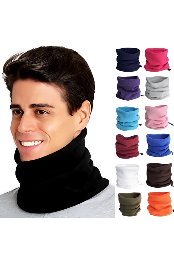 Adjustable Drawstring Soft Cozy Fleece Neck Gaiter, Olive Green