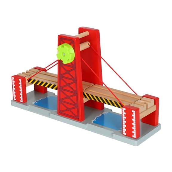 TELOLY Adjustable Train Bridge Wooden Red 1 Set