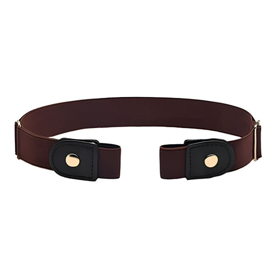 TELOLY Adjustable Unisex Faux Leather No Buckle Waist Belt,Coffee
