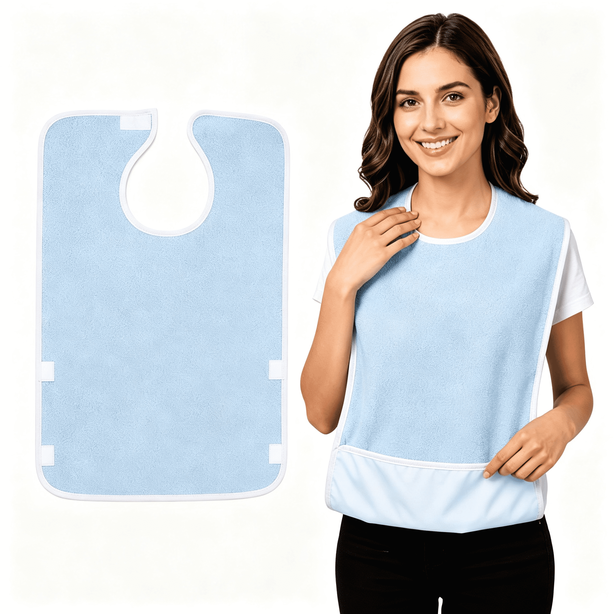 TELOLY Adult Bibs for Women Men with Crumb Catcher - Waterproof Bibs ...