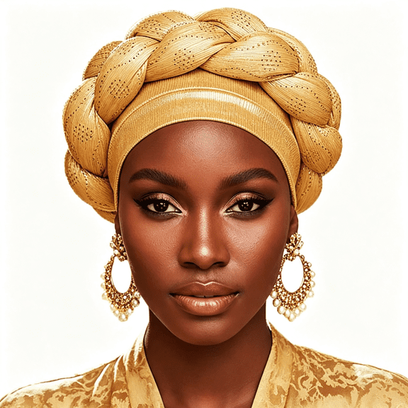 TELOLY African Headwrap Gold Braided Turbans for Women African Head Wraps for Women