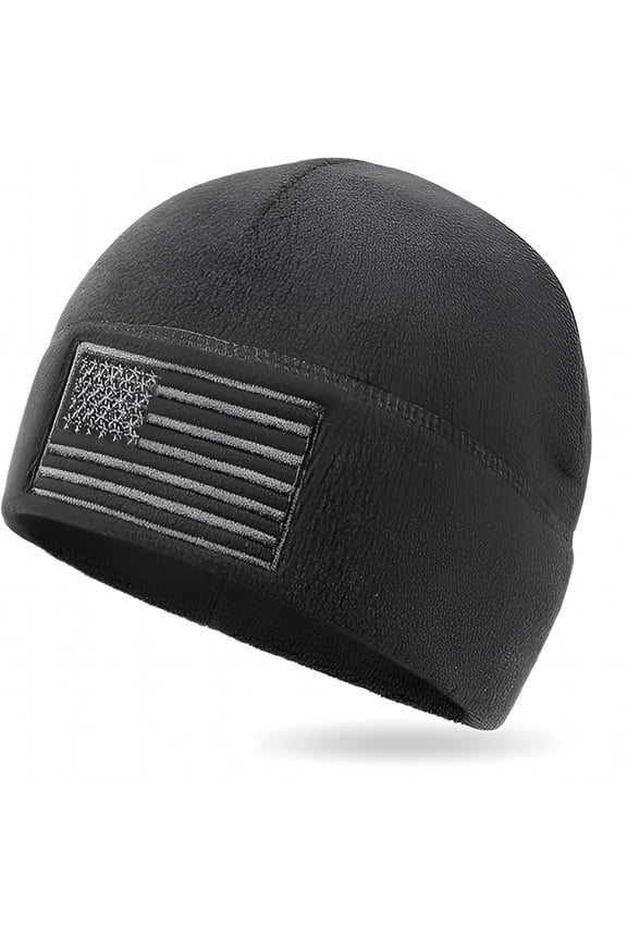 American Flag Fleece Watch Cap, USA Multi-Season Army Military Tactical Beanie, Winter Warm Beanie