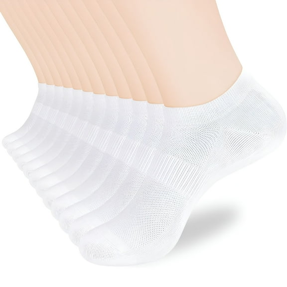 TELOLY Ankle Socks Women'S and Mens Thin Athletic Running Low Cut No Show Short Socks with Heel Tab White One Size