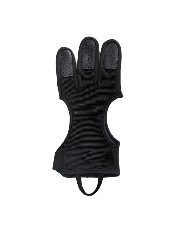Archery Gloves Shooting Hunting Leather Three Finger Protector for Youth Adult Beginner,Black Shooting Gloves,L