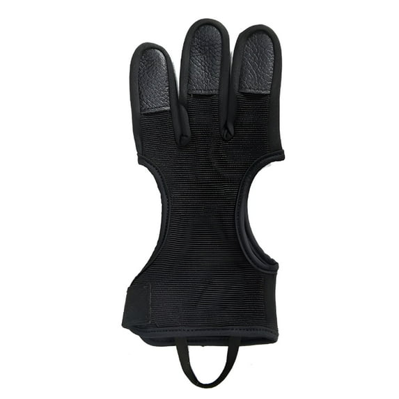 TELOLY Archery Gloves Shooting Hunting Leather Three Finger Protector for Youth Adult Beginner,Black Shooting Gloves,L