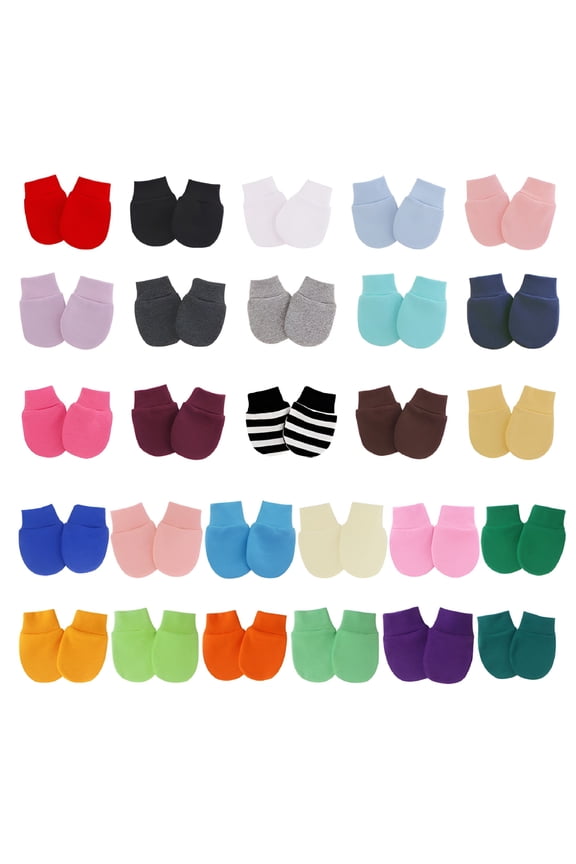 Baby Anti-scratch Face Gloves Protective Spandex Cotton Solid Color Newborn Mittens