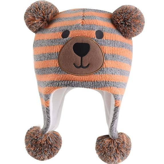TELOLY Baby Beanie,Playful Pom Poms Toddler Hat,Cozy Baby Style Kids Beanie,Orange,M