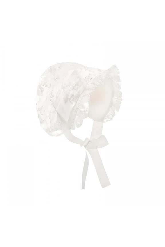 Baby Bonnet Hat Lace Christening Newborn Sun Cap Girl Lacy Beanie Infant Baptism Girls Summer Toddler Protection Eyelet Baby Hats Newborn