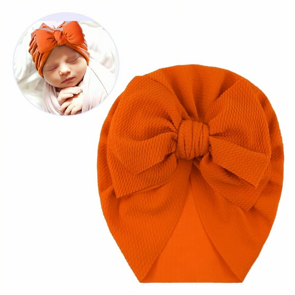 TELOLY Baby Hats,Breathable Texture Baby Beanies 6-12 Months,Gentle Baby Comfort Newborn Hats,Orange