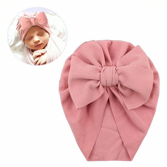 TELOLY Baby Hats,Secure Fit Newborn Hats,No-Slip Comfortable Design Baby Beanies 6-12 Months,Pink