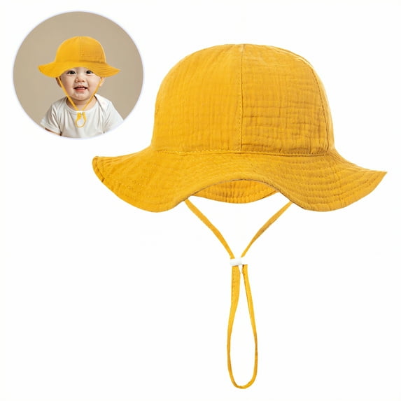 TELOLY Baby Hats,Sweat-Absorbing Lining Kids Beanie,All-Day Freshness Baby Beanies 6-12 Months,Yellow