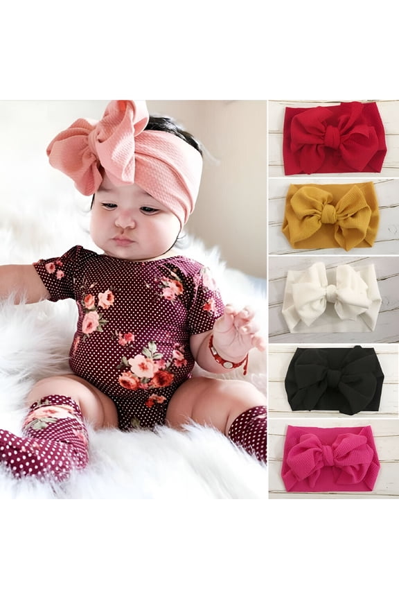 Baby Kids Girl Child Toddler Big Bow Hairband Headband Stretch Turban Head Wrap Headwear Accessories