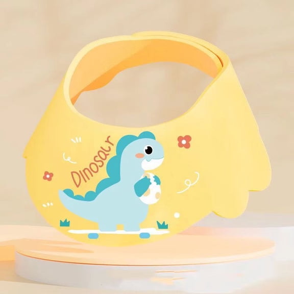 TELOLY Baby Shower Caps Shield-Adjustable Kids Bath Visor Hat Shampoo Washing Hair Protection Soft Cartoon for Toddler (Yellow)